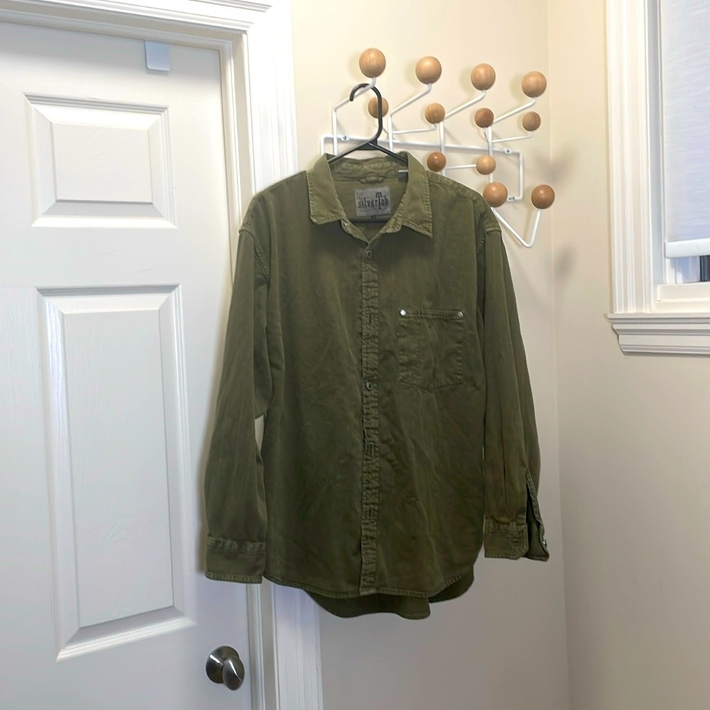 Levi's - Baggy Vintage 90s Silver Tab Button Down Shirt - Green / Grey - L
